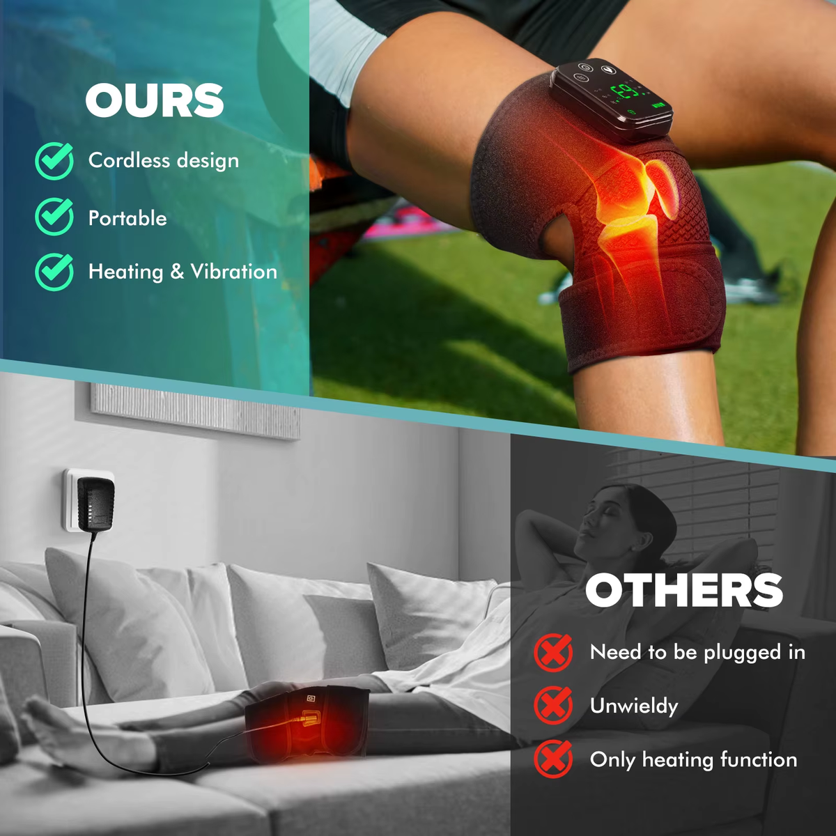 ThermaFlex™ 3-in-1 Heated Knee & Joint Massager – Vibration, Heat & Infrared Relief for Knees, Elbows & Shoulders