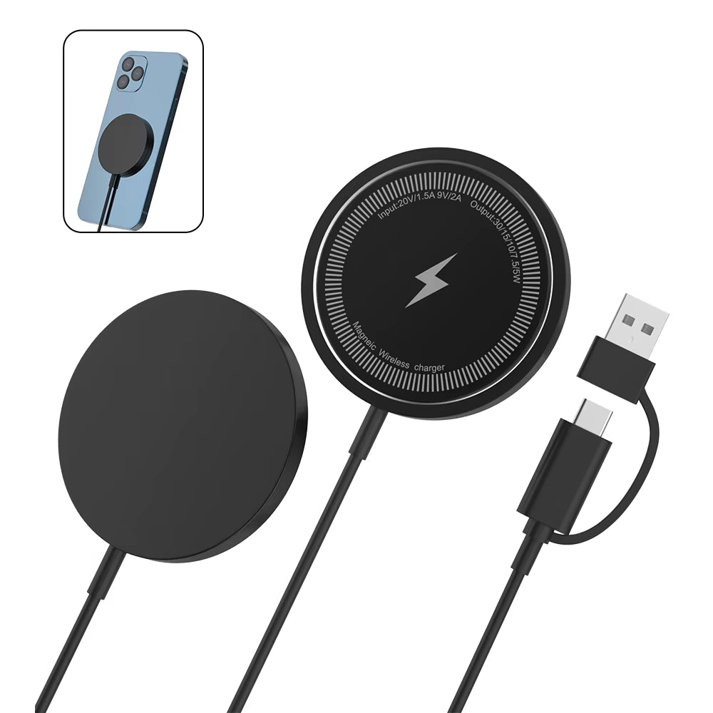 MagniCharge™ 30W Magnetic Wireless Charging Stand – Fast PD Charger Dock for iPhone 12–15 Pro Max, AirPods & More