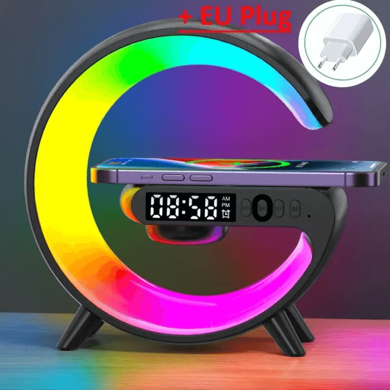 GlowCharge™ Mini Station. Multifunction Wireless Charger Stand Pad RGB Light Alarm Clock Speaker for Iphone Samsung Xiaomi Mini Fast Charging Dock Station