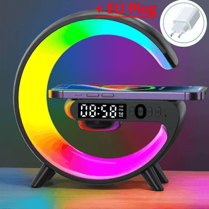GlowCharge™ Mini Station. Multifunction Wireless Charger Stand Pad RGB Light Alarm Clock Speaker for Iphone Samsung Xiaomi Mini Fast Charging Dock Station