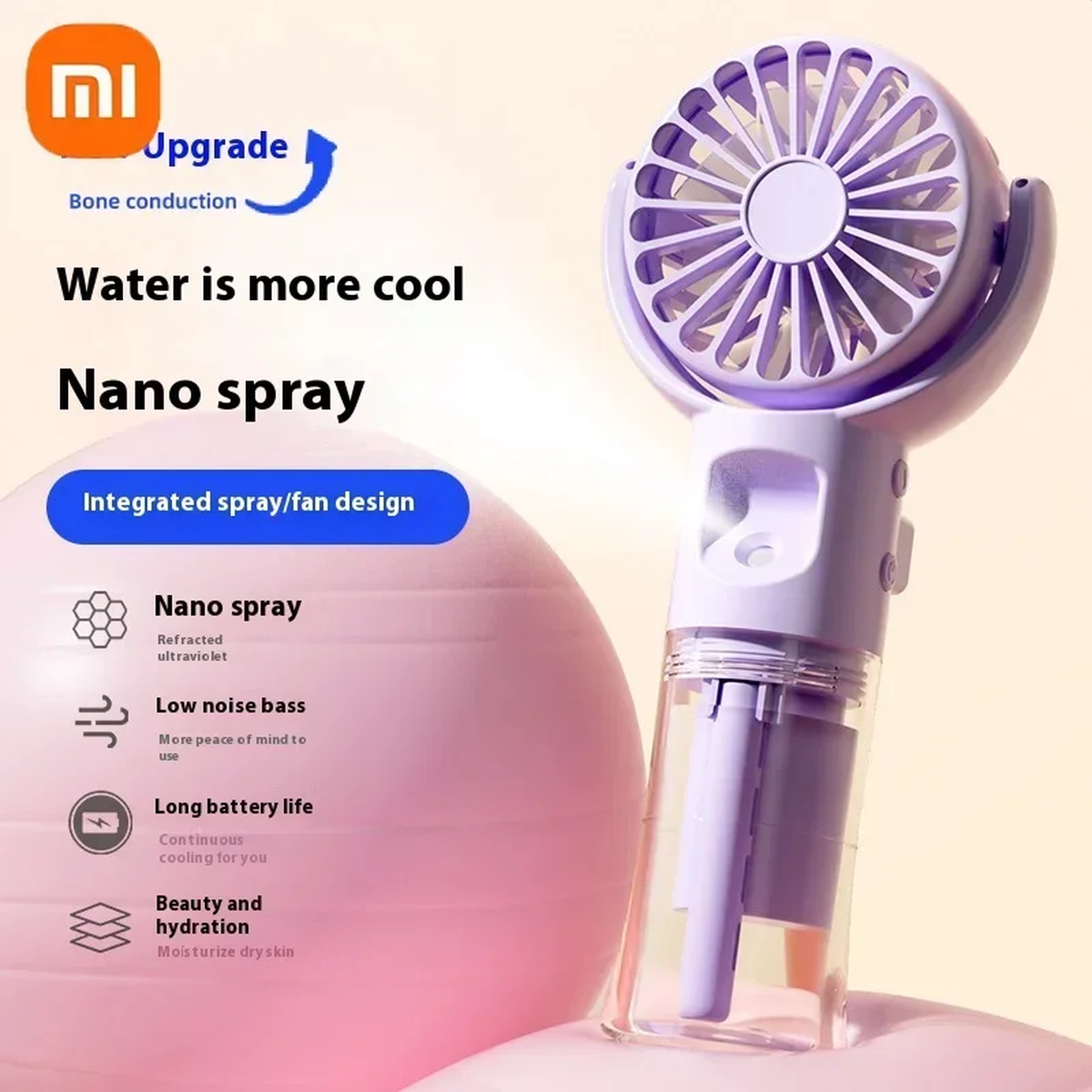 Xiaomi MistMate™ Mini Humidifier Fan – Cool Down, Freshen Up! Portable Rechargeable Handheld Fan with Humidifier Mini Water Spray Fan