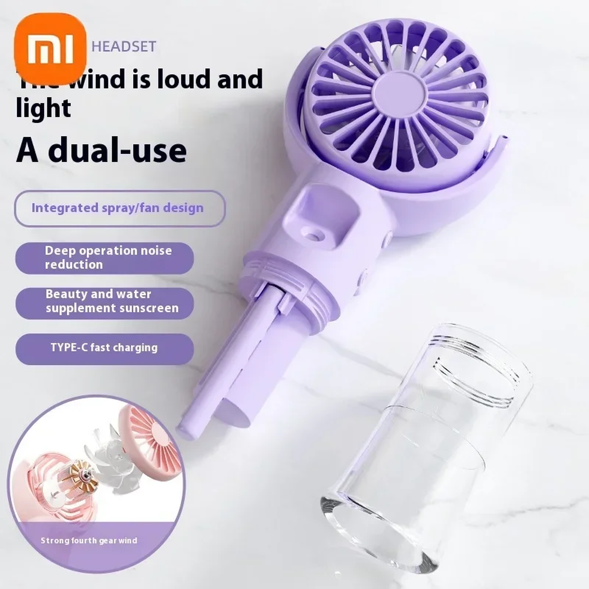 Xiaomi MistMate™ Mini Humidifier Fan – Cool Down, Freshen Up! Portable Rechargeable Handheld Fan with Humidifier Mini Water Spray Fan
