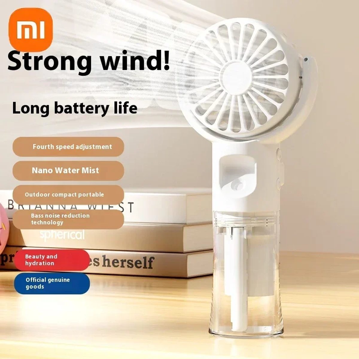 Xiaomi MistMate™ Mini Humidifier Fan – Cool Down, Freshen Up! Portable Rechargeable Handheld Fan with Humidifier Mini Water Spray Fan