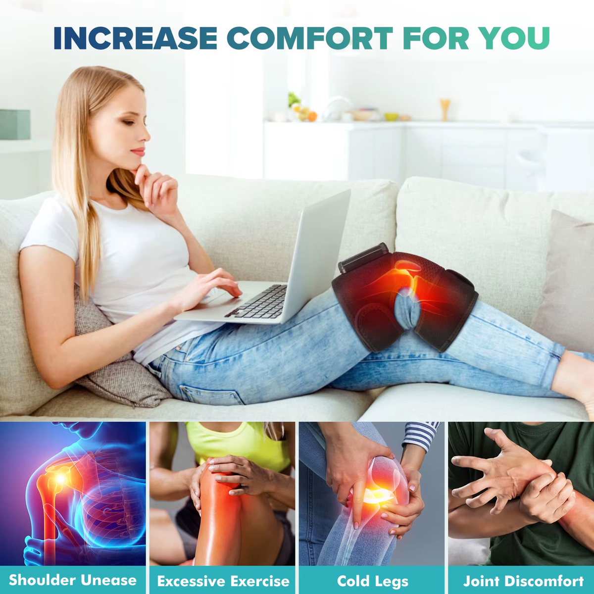 ThermaFlex™ 3-in-1 Heated Knee & Joint Massager – Vibration, Heat & Infrared Relief for Knees, Elbows & Shoulders