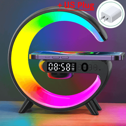 GlowCharge™ Mini Station. Multifunction Wireless Charger Stand Pad RGB Light Alarm Clock Speaker for Iphone Samsung Xiaomi Mini Fast Charging Dock Station