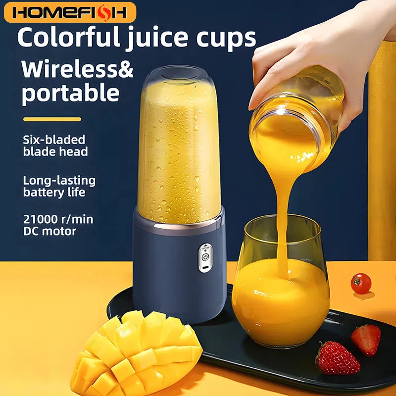 ZestyBlend™ Duo: Portable USB Smoothie Blender (400ml) – Fresh Juice & Smoothies On-the-Go!