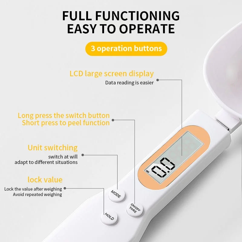 ZestyScoop™ Digital Mini Spoon Scale – Precision Measuring for gym workouts, kitchen measurements and more (0.1g–500g LCD Display)