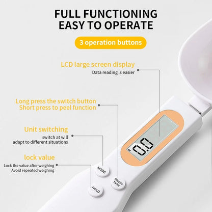 ZestyScoop™ Digital Mini Spoon Scale – Precision Measuring for gym workouts, kitchen measurements and more (0.1g–500g LCD Display)
