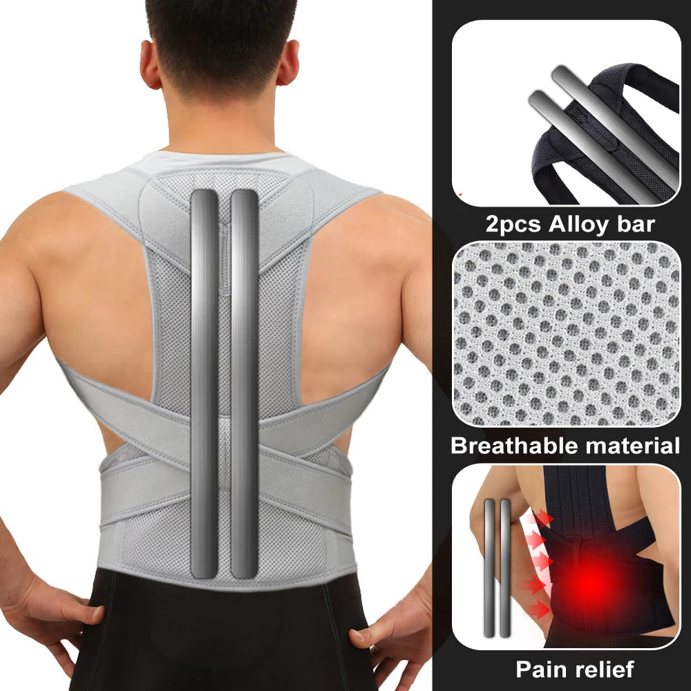 Adjustable Posture Corrector Back Brace – Lumbar Support Corset for Spine Alignment & Scoliosis Relief