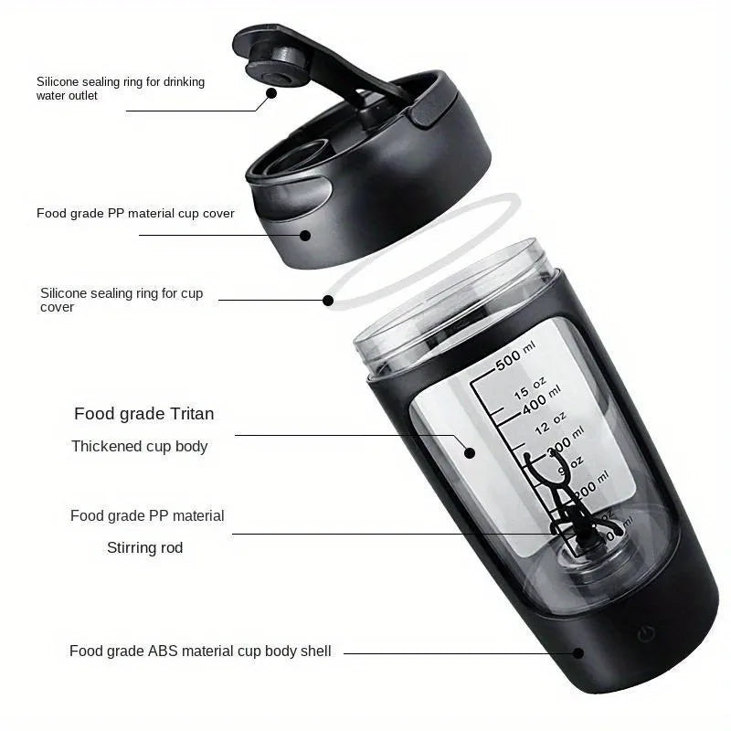 ZestyShake™ Pro – 500ml Electric Protein & Coffee Mixer Cup | Auto Shaker Bottle for Gym, Work & On-the-Go Fuel