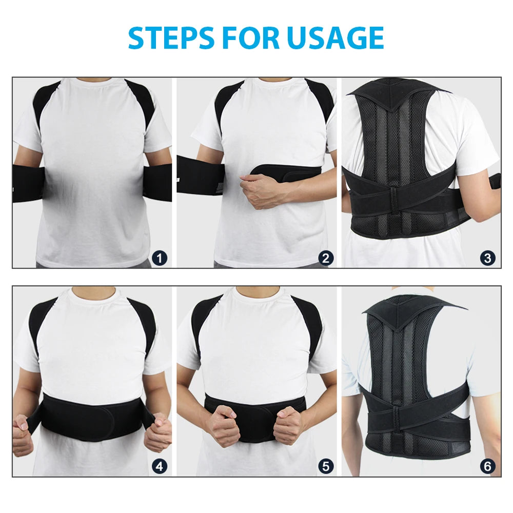 Adjustable Posture Corrector Back Brace – Lumbar Support Corset for Spine Alignment & Scoliosis Relief