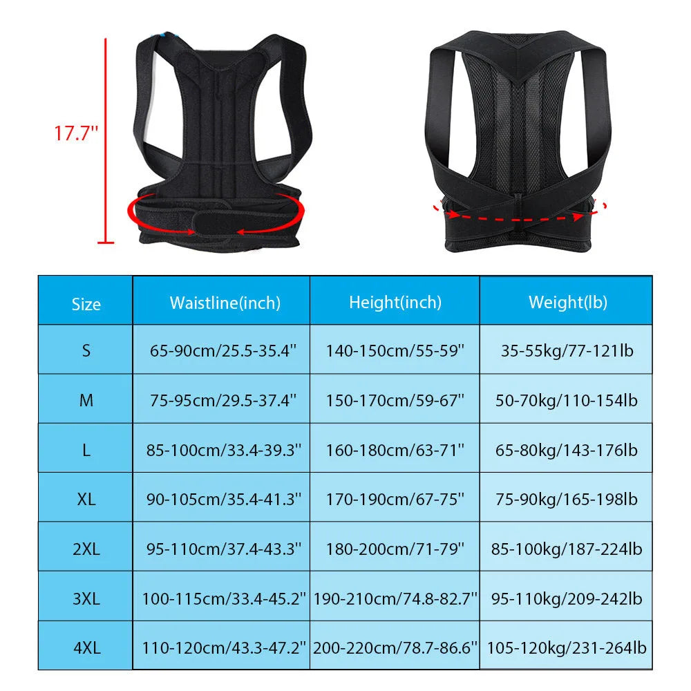 Adjustable Posture Corrector Back Brace – Lumbar Support Corset for Spine Alignment & Scoliosis Relief
