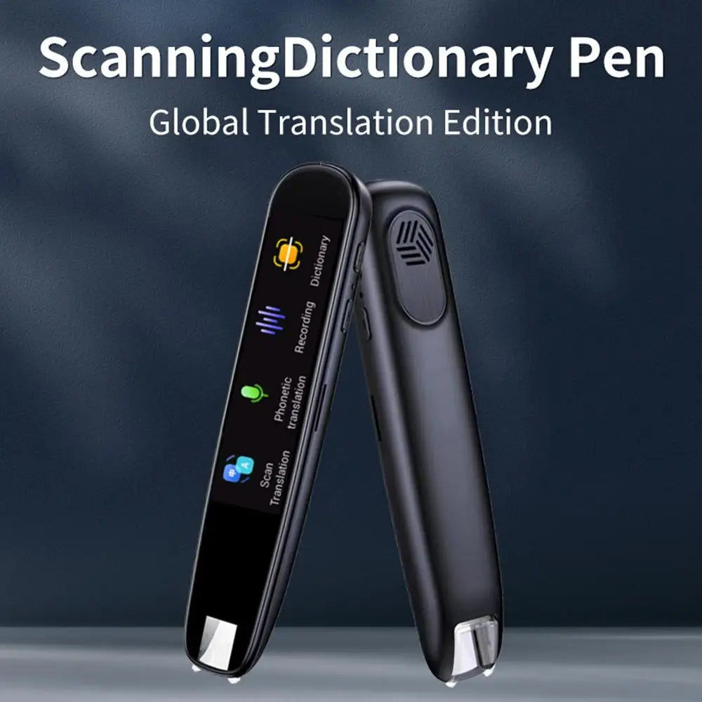 Scanning Dictionary Pen with digital display on a dark background