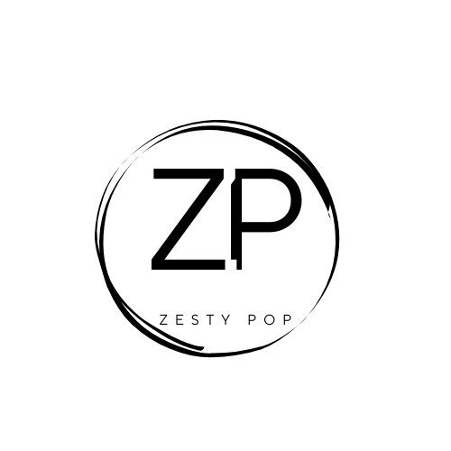 Zesty Pop logo with 'ZP' in a circular design on a white background